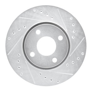 Ford Contour Brake Rotor (1) - Front Right - R1 Concepts - Drilled & Slotted - Silver - `98-`04
